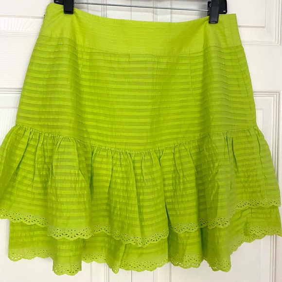FARM Rio Neon Green Ruffled Mini Skirt size Large - Picture 4 of 11